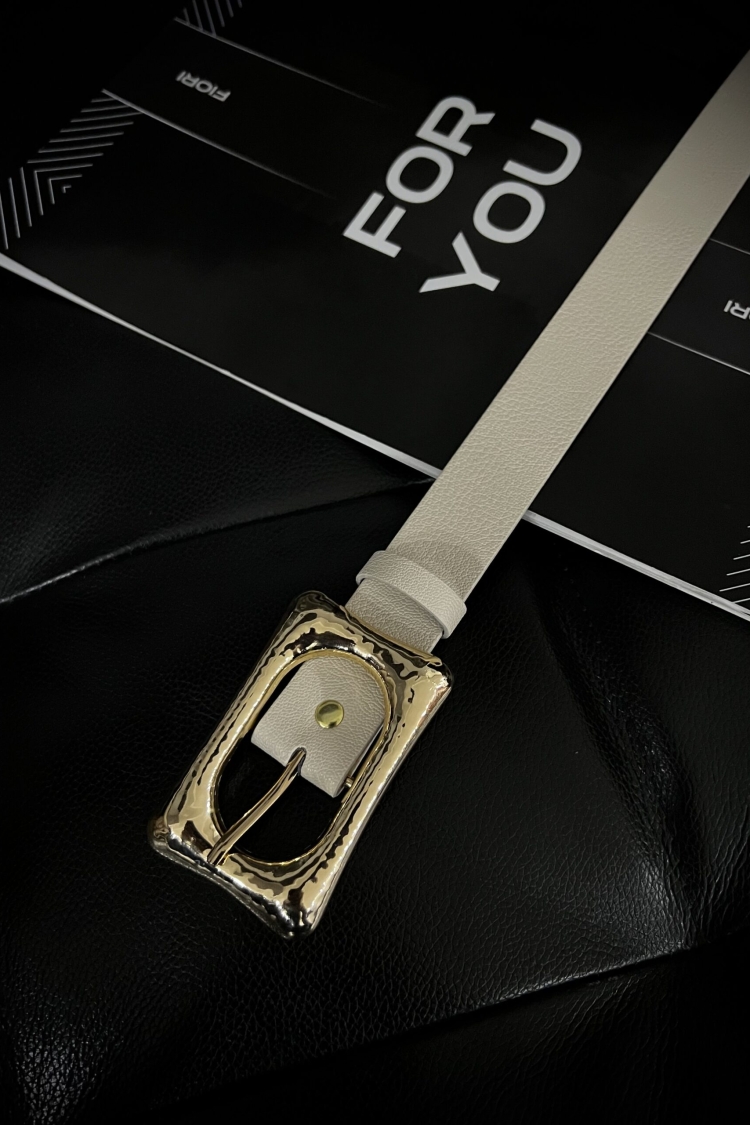 Rectangular Gold Buckle Women's Trouser Belt - Producer: Fiori - Wholesale Women Clothes - TheBS Women