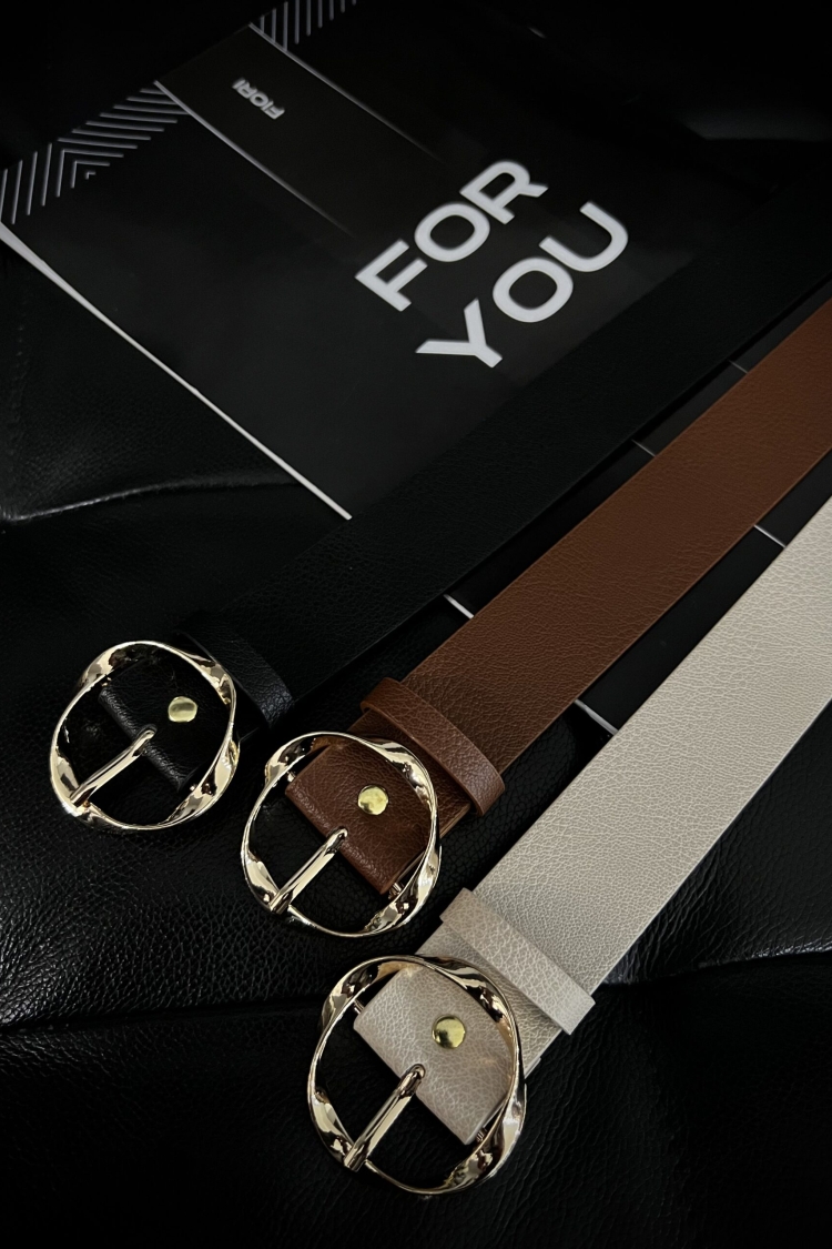 Round Twist Gold Buckle Women's Belt - Producer: Fiori - Wholesale Women Clothes - TheBS Women