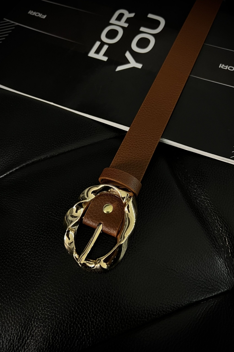 Asymmetrical Burgu Gold Buckle Women's Belt - Producer: Fiori - Wholesale Women Clothes - TheBS Women