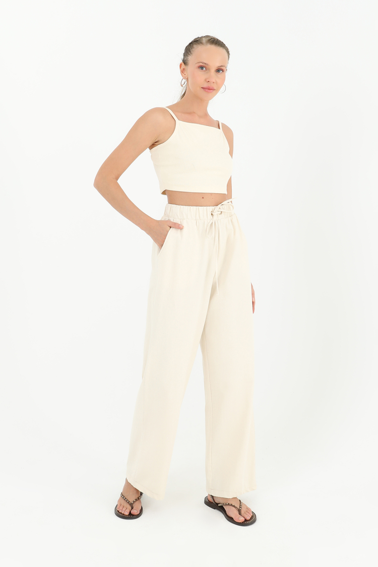 Women's Pocket Detail Belted Carrot Trousers - Producer: Puane - Wholesale Women Clothes - TheBS Women