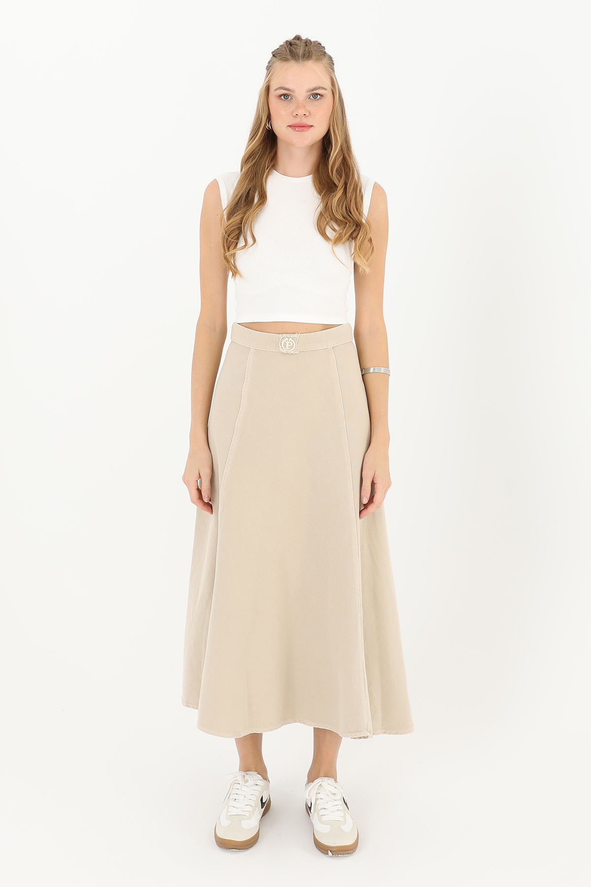 Women's Gabardine Embroidered Flared Skirt - Producer: Puane - Wholesale Women Clothes - TheBS Women