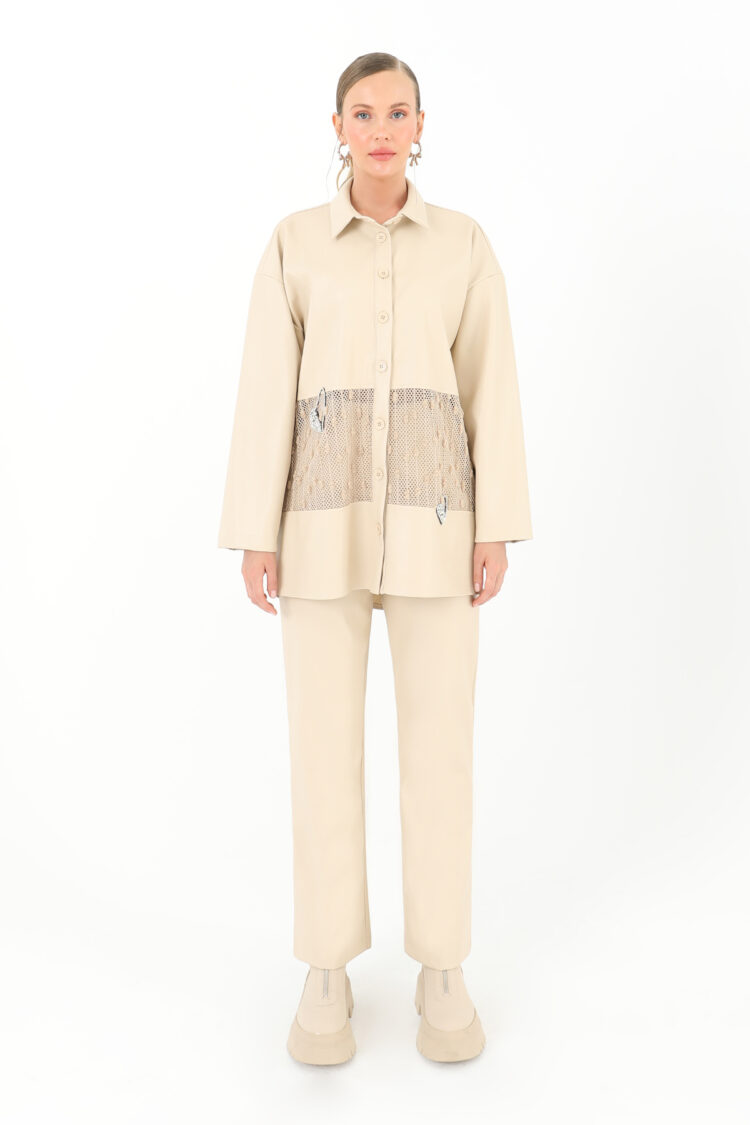 Leather Shirt With Mesh Detail - Producer: SOUL - Wholesale Women Clothes - TheBS Women