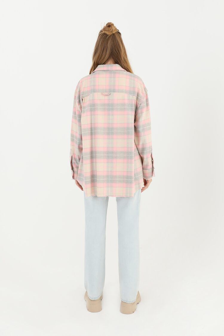 Plaid Fringed Shirt - Pink - Producer: SOUL - Wholesale Women Clothes - TheBS Women