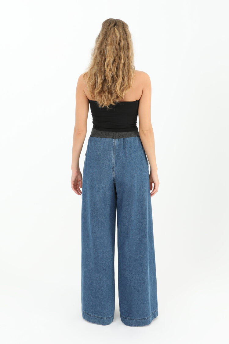 Wide Leg Trousers With Denim Side Detail -& Blue - Producer: SOUL - Wholesale Women Clothes - TheBS Women