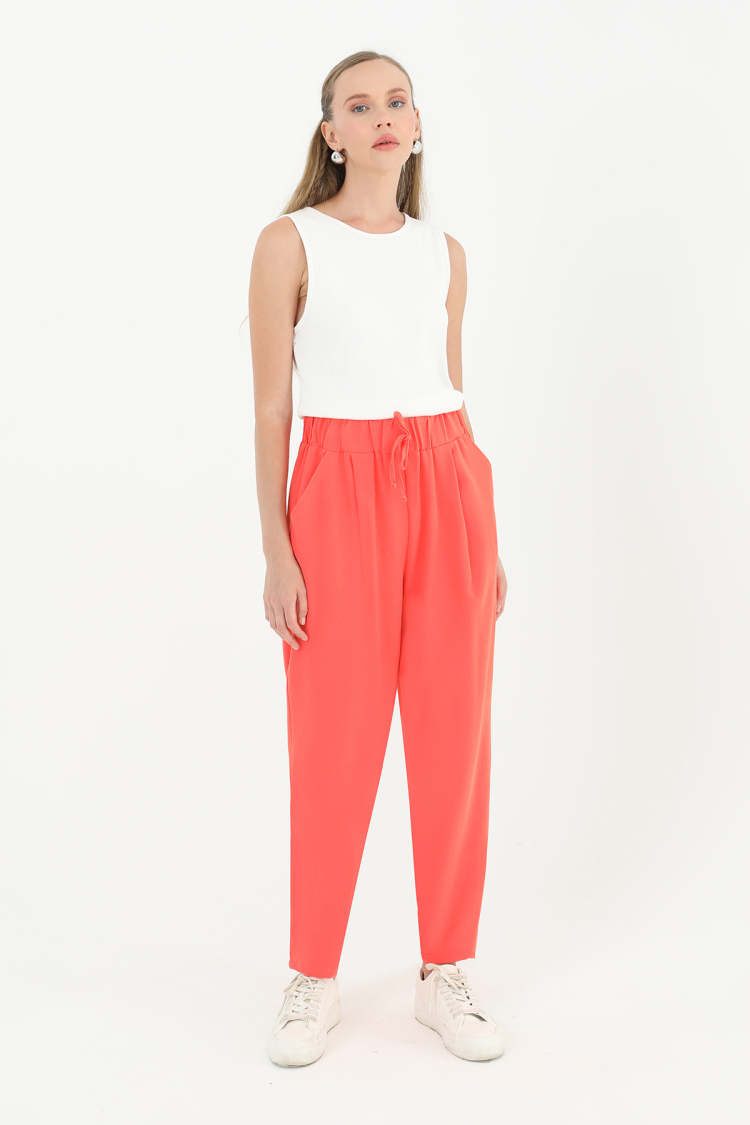 Carrot Shaped Trousers With Waist Tie - Coral - Producer: Puane - Wholesale Women Clothes - TheBS Women