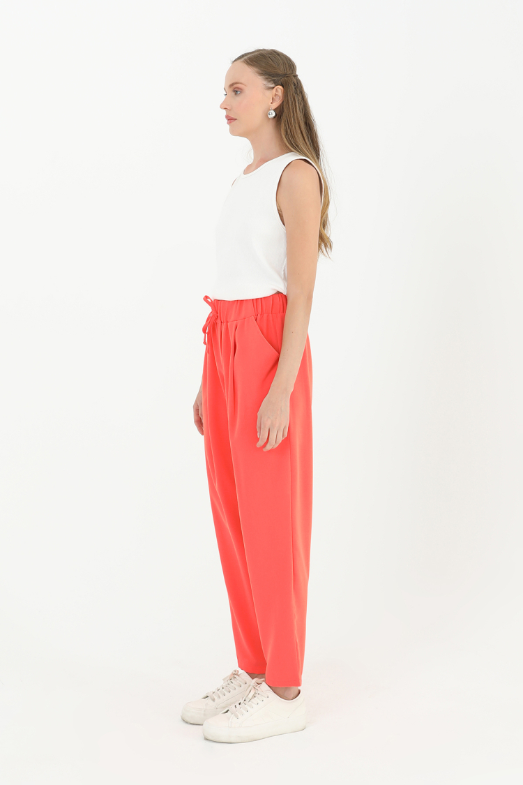 Carrot Shaped Trousers With Waist Tie - Coral - Producer: Puane - Wholesale Women Clothes - TheBS Women