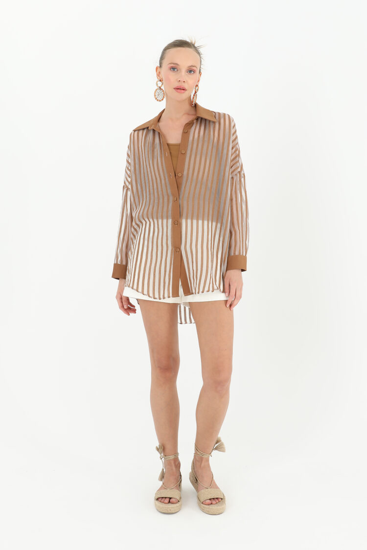 Striped Organza Shirt - Producer: SOUL - Wholesale Women Clothes - TheBS Women