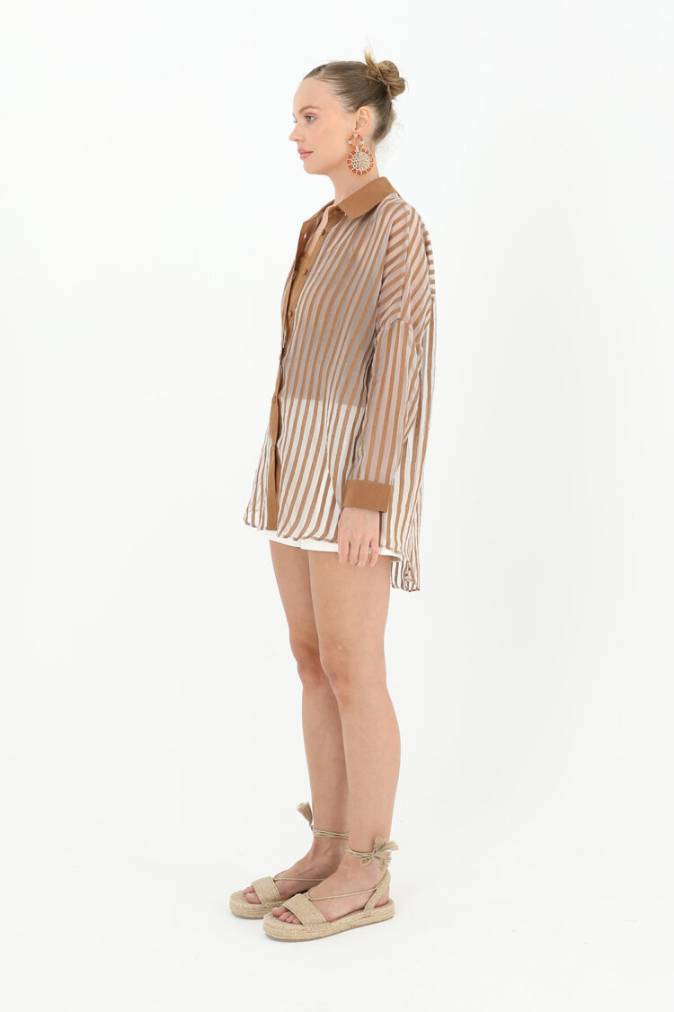 Striped Organza Shirt - Producer: SOUL - Wholesale Women Clothes - TheBS Women