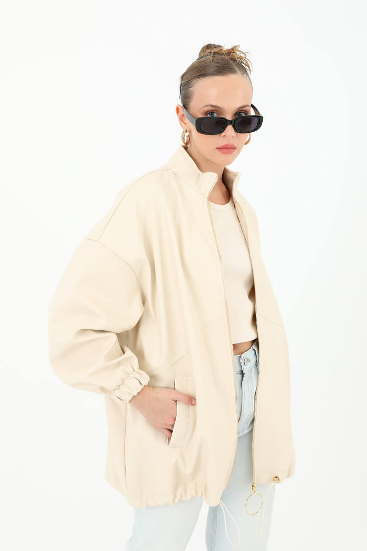 Leather Front Zippered Jacket - Producer: Puane - Wholesale Women Clothes - TheBS Women
