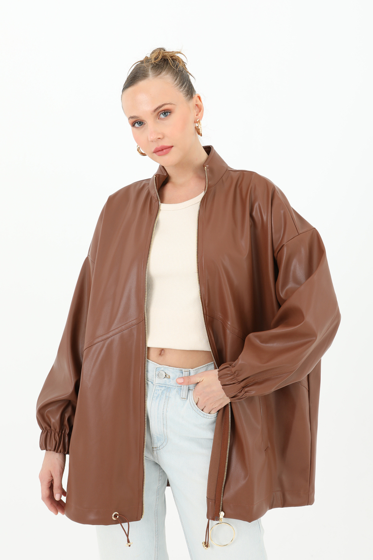 Leather Front Zippered Jacket - Producer: Puane - Wholesale Women Clothes - TheBS Women