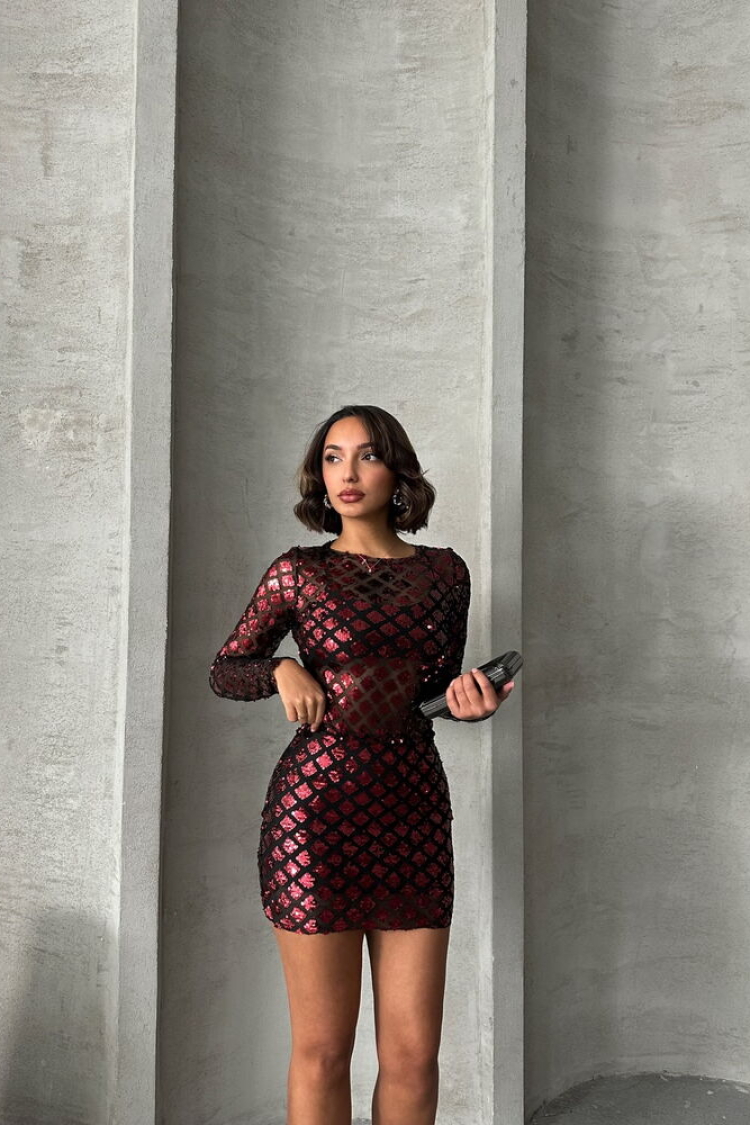 Burgundy Shiny Skirt - Producer: Topshow - Wholesale Women Clothes - TheBS Women
