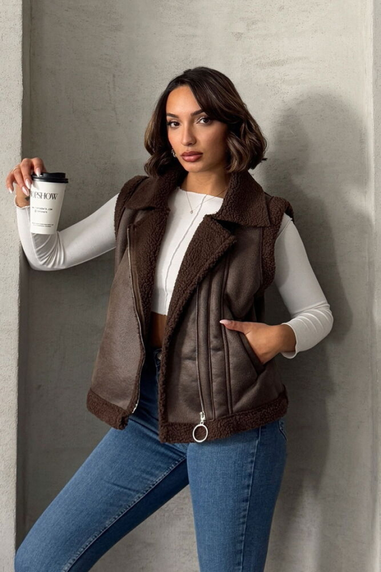 Suede Collar Fur Vest - Producer: Topshow - Wholesale Women Clothes - TheBS Women