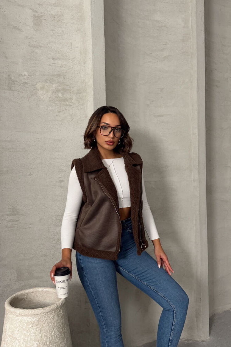 Suede Collar Fur Vest - Producer: Topshow - Wholesale Women Clothes - TheBS Women