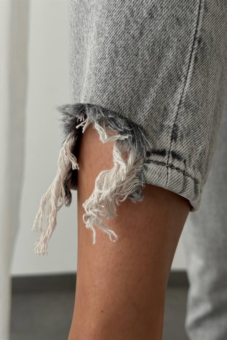 High Waist Leg Detailed Light Gray Mom Fit Jeans - Brand: LACARINO - Women & Kids, Baby Clothes Wholesale - TheBS Women