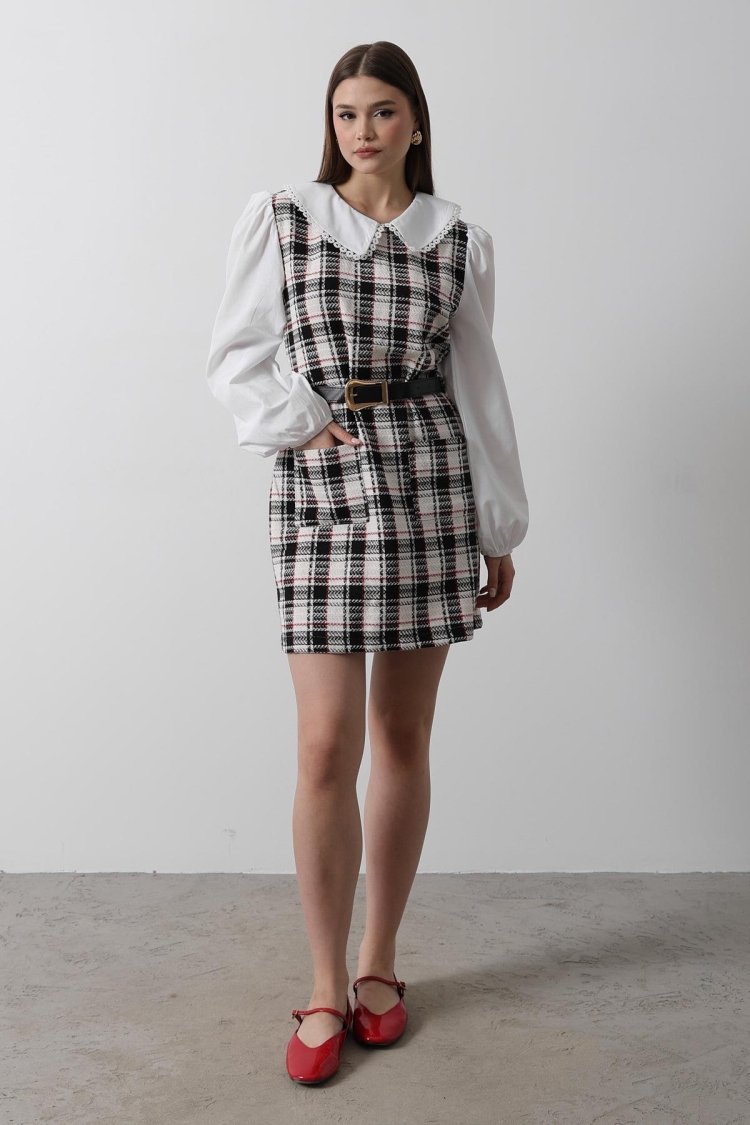 Plaid Shirt Detail Dress - - Producer: Reyon - Wholesale Women Clothes - TheBS Women