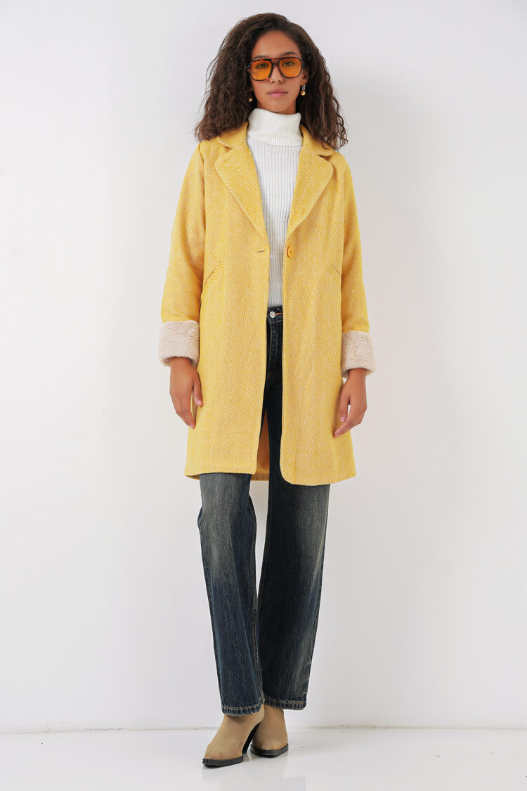 Herringbone Cashmere Coat - B.yellow - Producer: Bigdart - Wholesale Women Clothes - TheBS Women