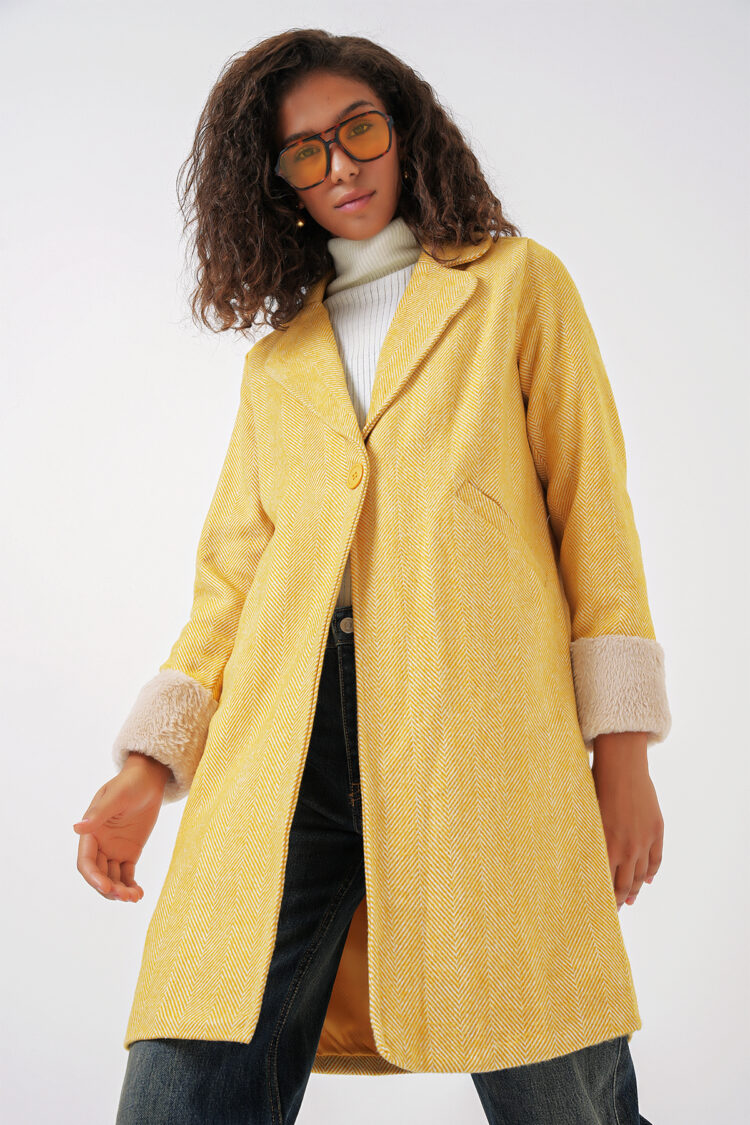 Herringbone Cashmere Coat - B.yellow - Producer: Bigdart - Wholesale Women Clothes - TheBS Women