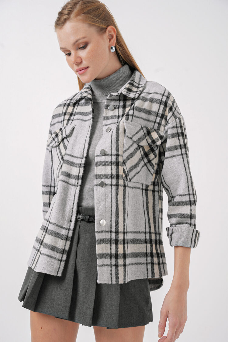 Plaid Pattern Double Pocket Shirt - Light - Producer: Bigdart - Wholesale Women Clothes - TheBS Women