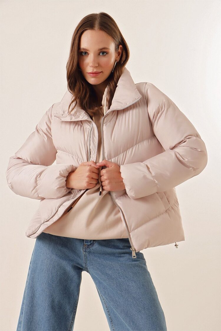 Stand Collar Zippered Puffer Jacket - Producer: Bigdart - Wholesale Women Clothes - TheBS Women