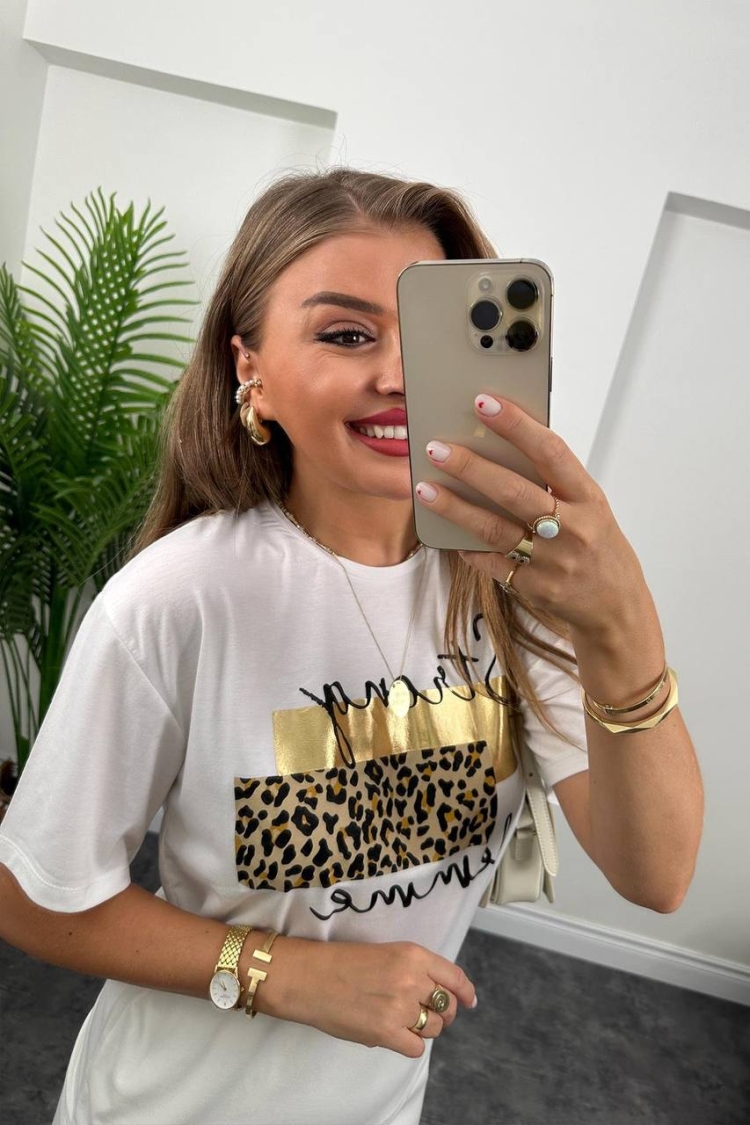 Leopard Patterned T-shirt - Producer: Fiori - Wholesale Women Clothes - TheBS Women