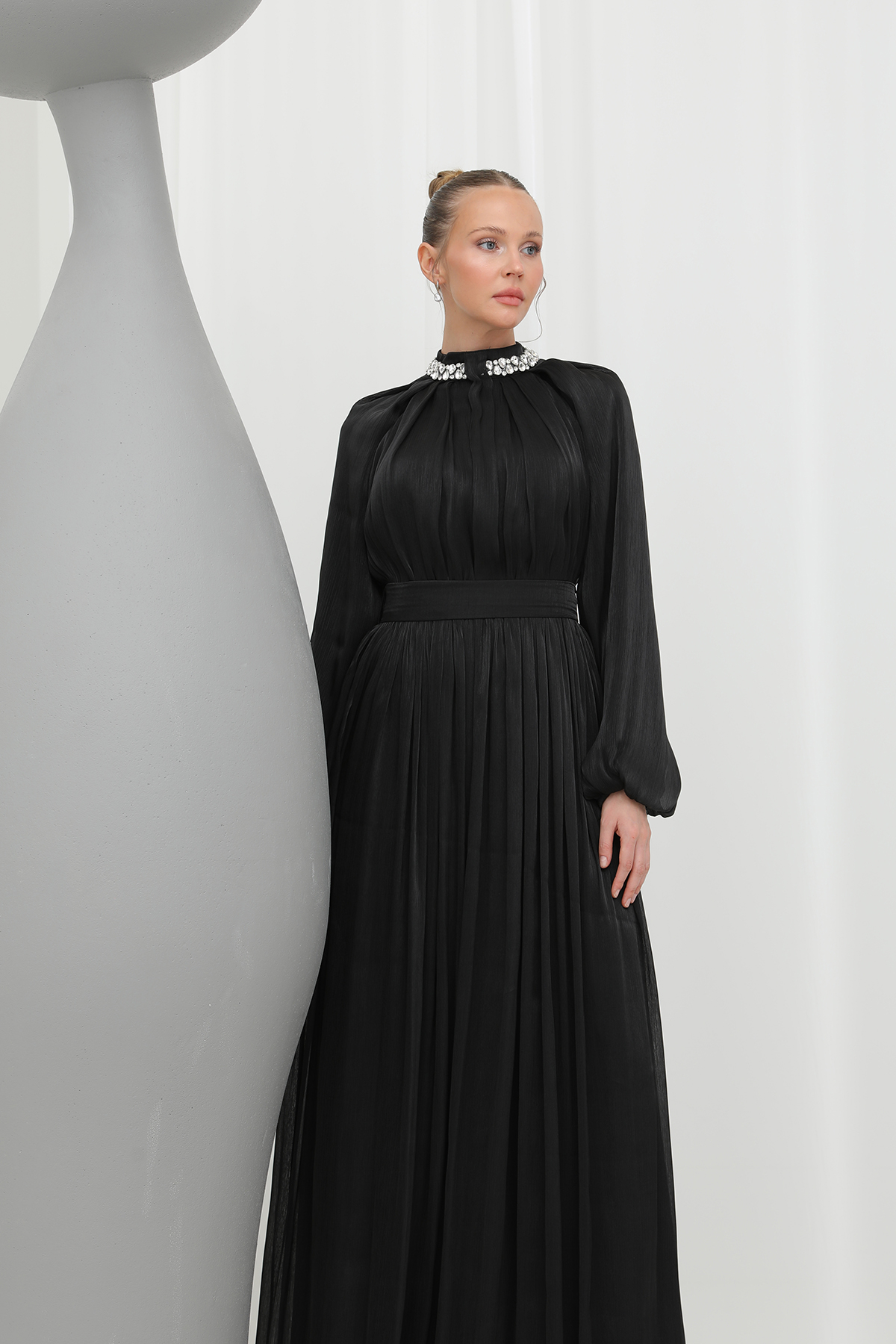 Women's Stone Detailed Chiffon Evening Dress - Producer: Puane - Wholesale Women Clothes - TheBS Women