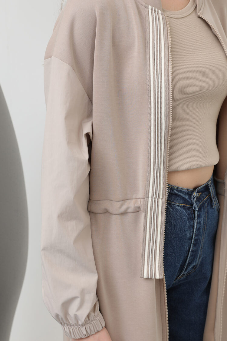 Front Zipper And Ribbon Detailed Waist Gathered Dress - Producer: Puane - Wholesale Women Clothes - TheBS Women