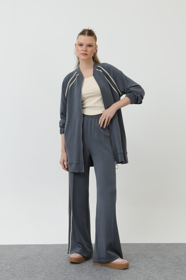 Zippered Shoulder Stripe Detailed Trouser Suit - Producer: Puane - Wholesale Women Clothes - TheBS Women