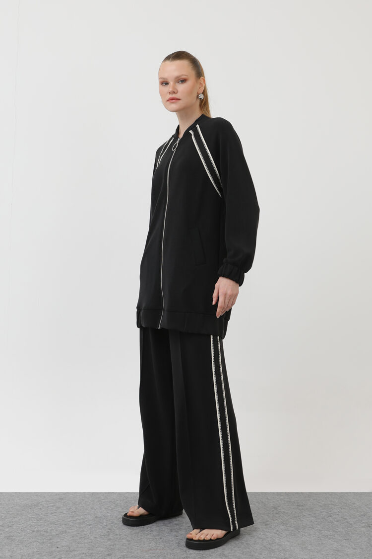 Zippered Shoulder Stripe Detailed Trouser Suit - Producer: Puane - Wholesale Women Clothes - TheBS Women