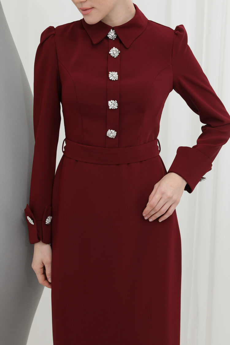 Stone Detailed Mono Evening Dress - Producer: Puane - Wholesale Women Clothes - TheBS Women