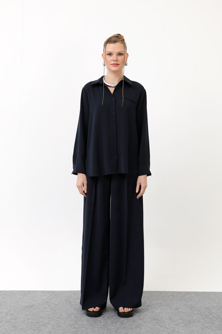 Pocket Detailed Shirt -Blue - Producer: SOUL - Wholesale Women Clothes - TheBS Women