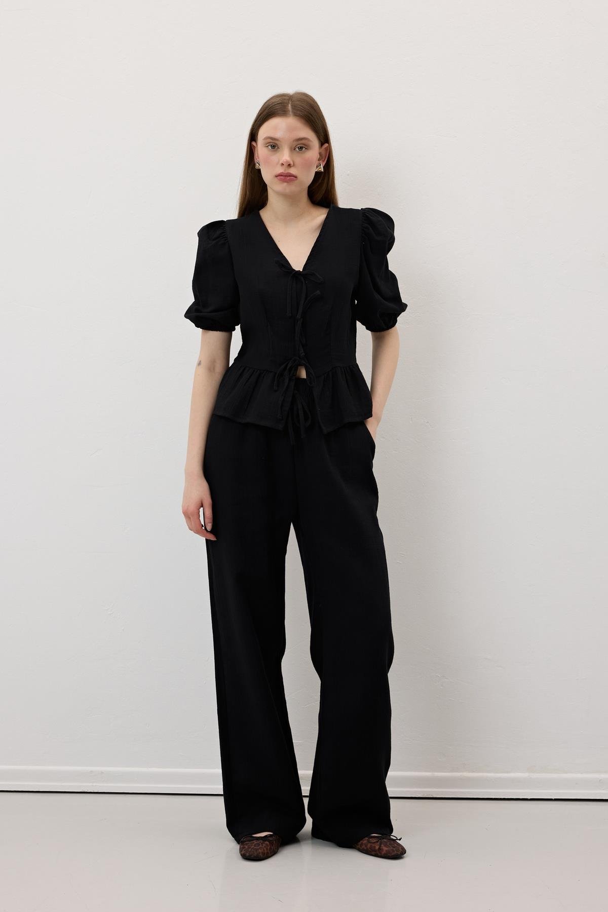Elastic Waist Mueslin Pants - Producer: Levure - Wholesale Women Clothes - TheBS Women