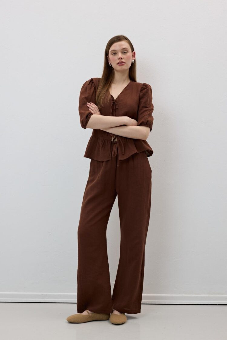 Elastic Waist Mueslin Pants - Producer: Levure - Wholesale Women Clothes - TheBS Women