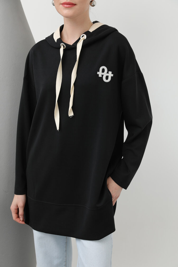 Women's Embroidery Detailed Herringbone Hooded Tunic - Producer: Puane - Wholesale Women Clothes - TheBS Women