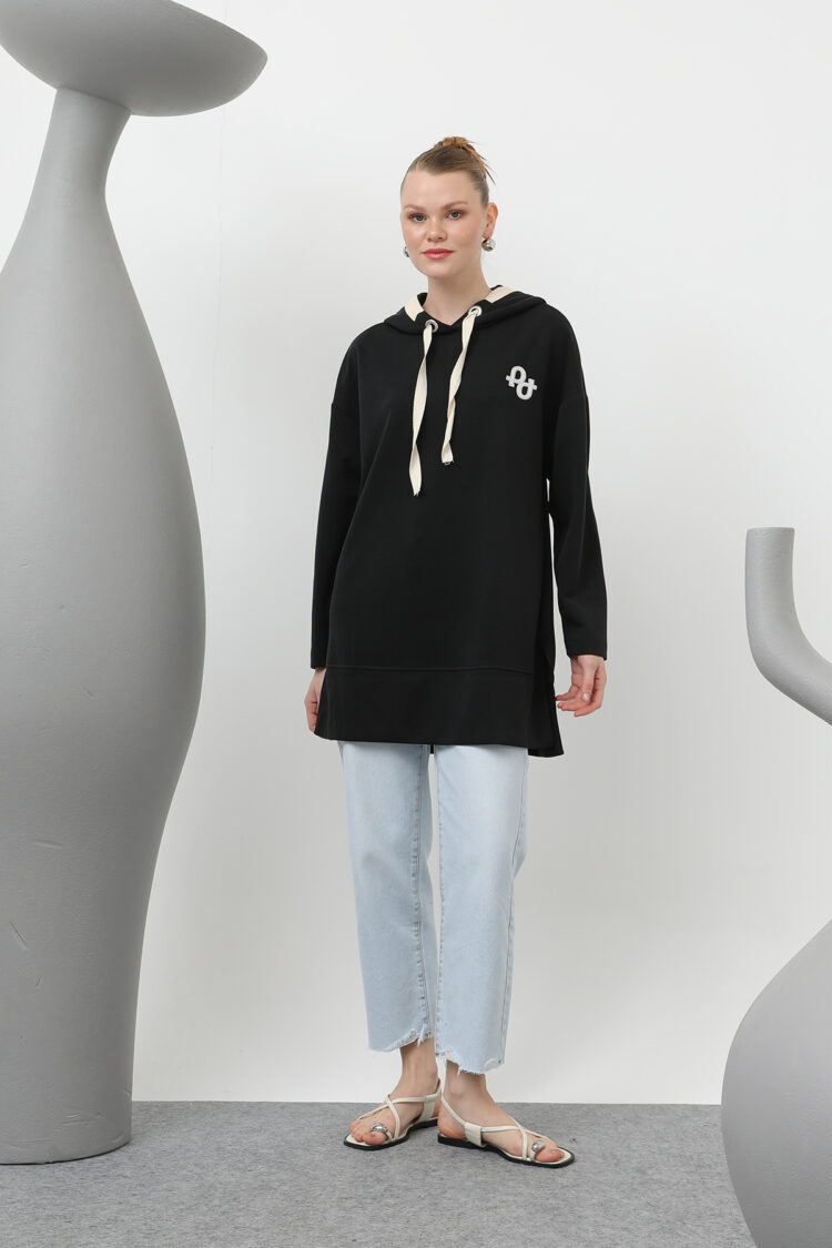 Women's Embroidery Detailed Herringbone Hooded Tunic - Producer: Puane - Wholesale Women Clothes - TheBS Women