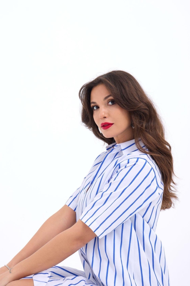 Striped Dress -& Blue - Producer: Fame - Wholesale Women Clothes - TheBS Women