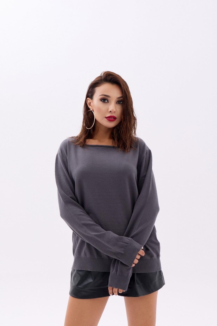 Knitted Plain Casual Sweater - Producer: Fame - Wholesale Women Clothes - TheBS Women