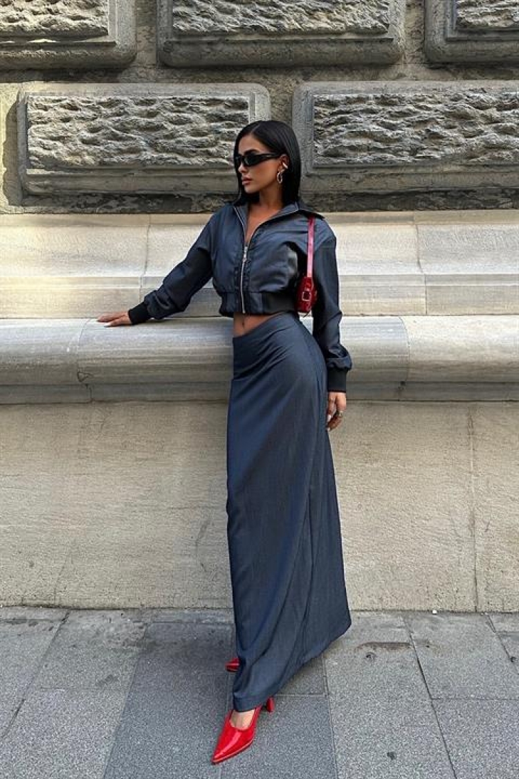 Leather Detailed Jacket And Skirt Set - Producer: Sobe Istanbul - Wholesale Women Clothes - TheBS Women