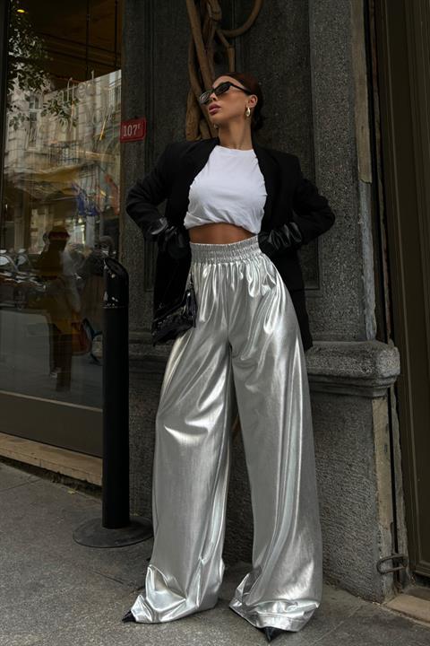 Palazzo Trousers - Silver - Producer: Sobe Istanbul - Wholesale Women Clothes - TheBS Women