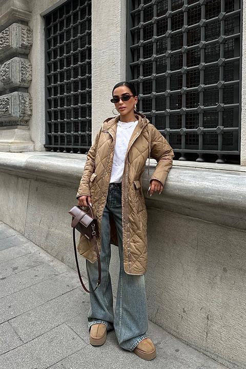 Zippered And Hooded Long Quilted Coat - Producer: Sobe Istanbul - Wholesale Women Clothes - TheBS Women