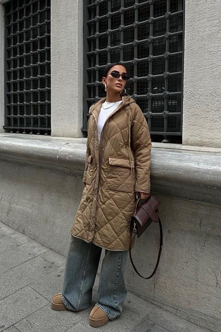 Zippered And Hooded Long Quilted Coat - Producer: Sobe Istanbul - Wholesale Women Clothes - TheBS Women