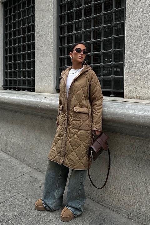 Zippered And Hooded Long Quilted Coat - Producer: Sobe Istanbul - Wholesale Women Clothes - TheBS Women