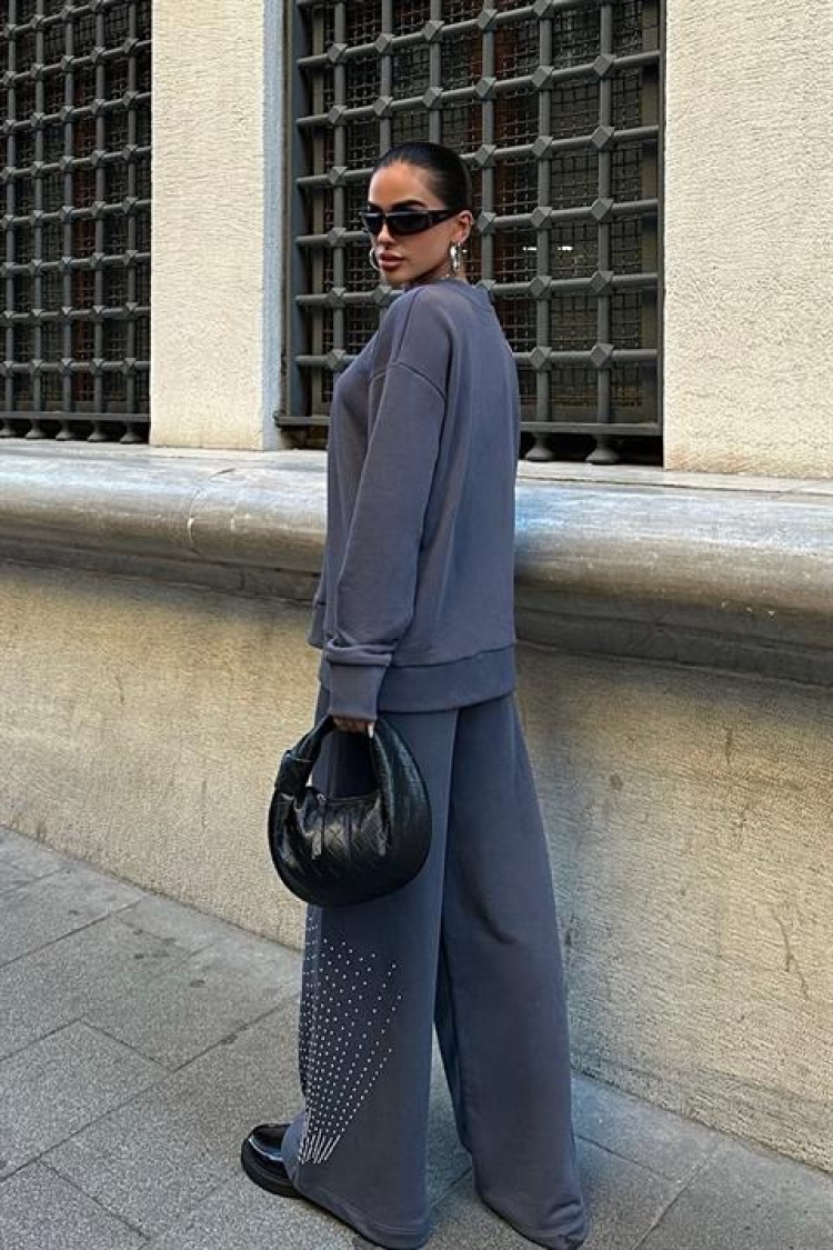 Casual Two Piece Suit - Smoke - Producer: Sobe Istanbul - Wholesale Women Clothes - TheBS Women