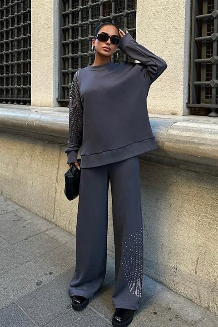 Casual Two Piece Suit - Smoke - Producer: Sobe Istanbul - Wholesale Women Clothes - TheBS Women