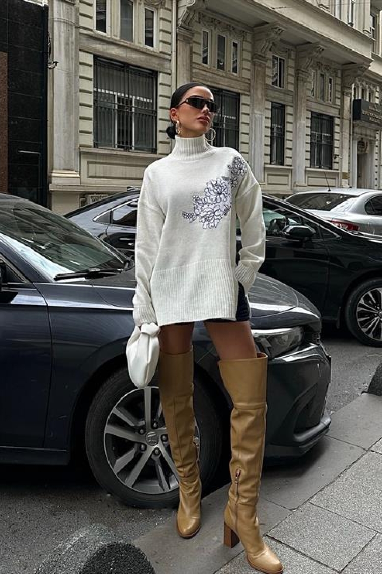Embroidered Detailed Knitwear Sweater - Producer: Sobe Istanbul - Wholesale Women Clothes - TheBS Women
