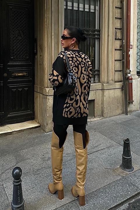Leopard Patterned Ripped Detailed Sweater - Producer: Sobe Istanbul - Wholesale Women Clothes - TheBS Women