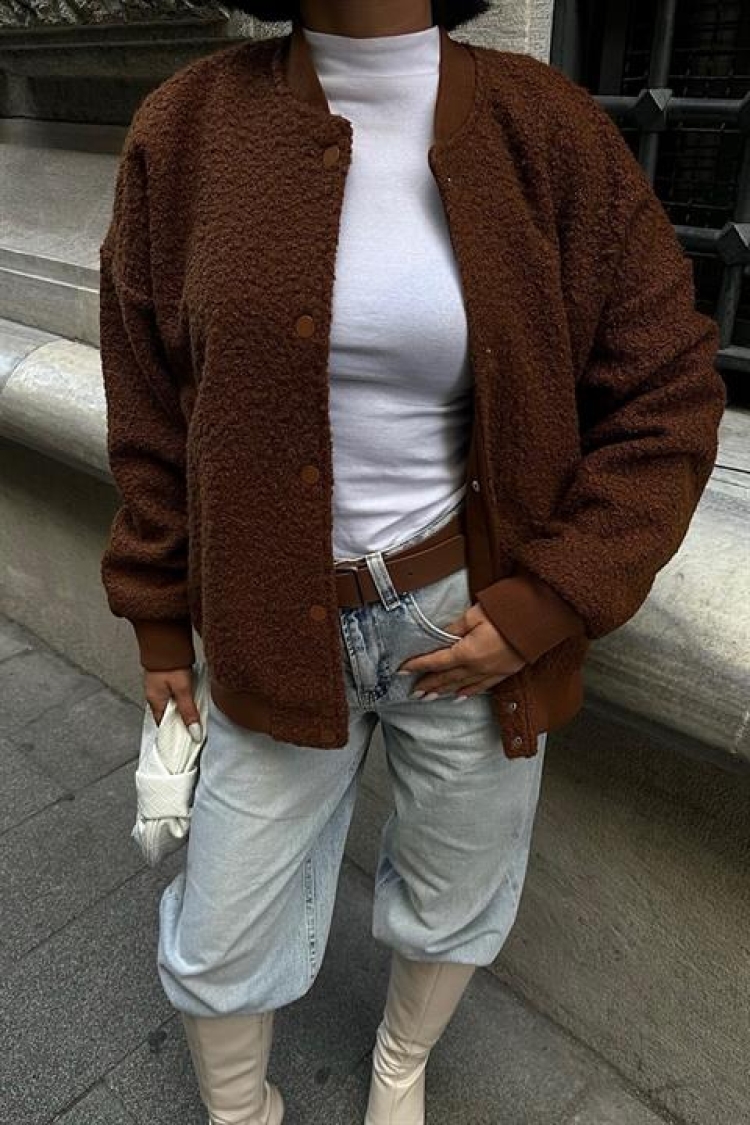 Curly Fur Lined Bomber Jacket - Producer: Sobe Istanbul - Wholesale Women Clothes - TheBS Women