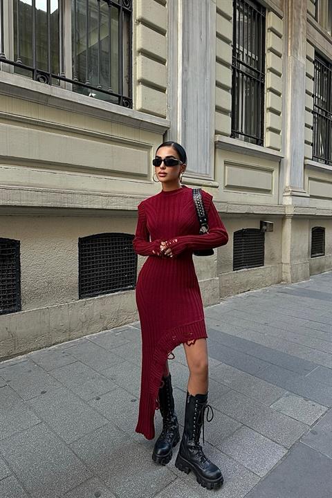 Asymmetrical Cotton Knit Dress - Producer: Sobe Istanbul - Wholesale Women Clothes - TheBS Women