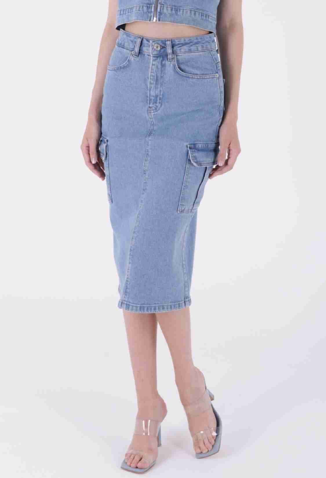 Cargo Pocket Denim Skirt - Brand: XLove - Women & Kids, Baby Clothes Wholesale - TheBS Women