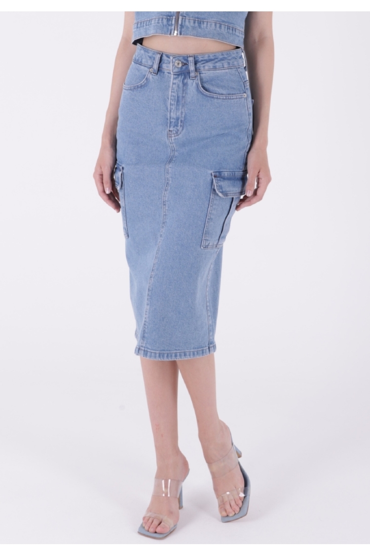 Cargo Pocket Denim Skirt - Brand: XLove - Women & Kids, Baby Clothes Wholesale - TheBS Women