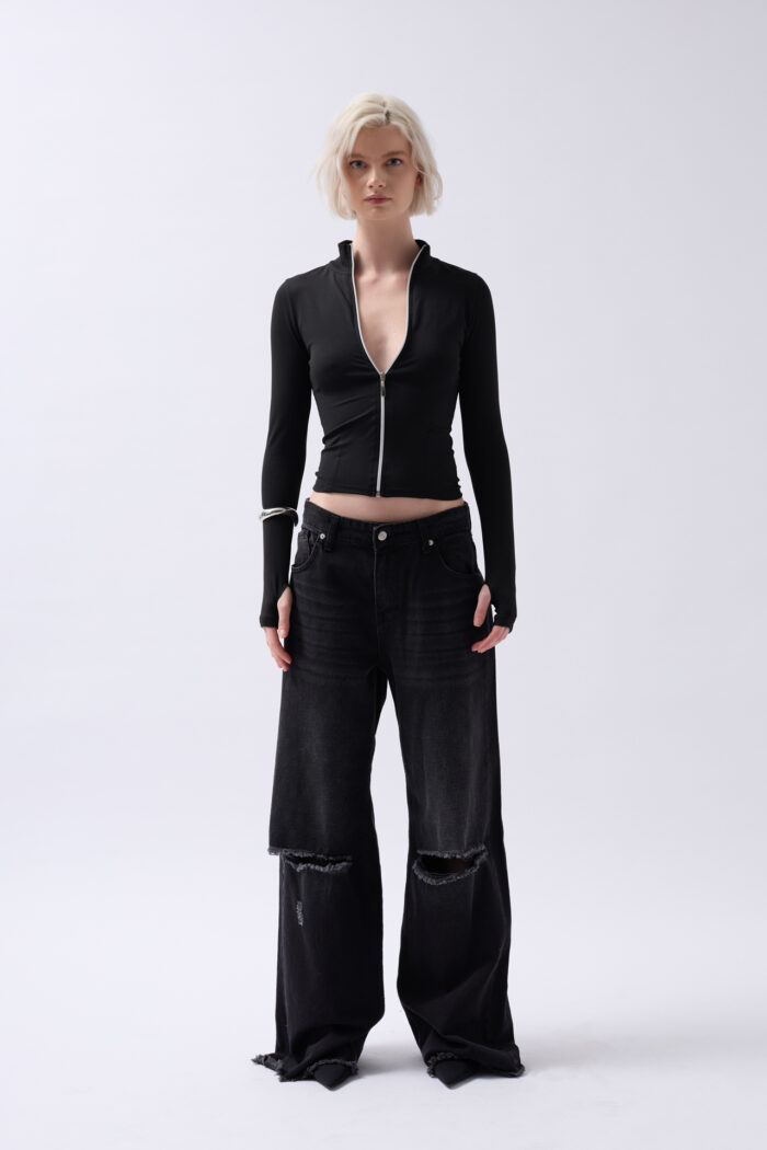 Zipper Detailed Blouse - Black - Producer: Black Fashion - Wholesale Women Clothes - TheBS Women
